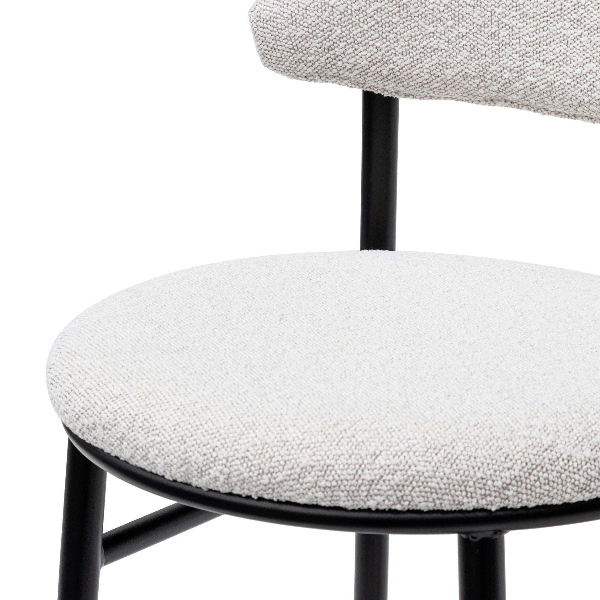 65cm Bar Stool - Moon White Boucle and Black Legs - Bar stoolBS6995-SD 5