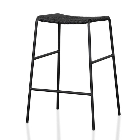 65cm Rattan Barstool - Full Black (Set of 2) - Bar stoolBS6999-NHx2 1