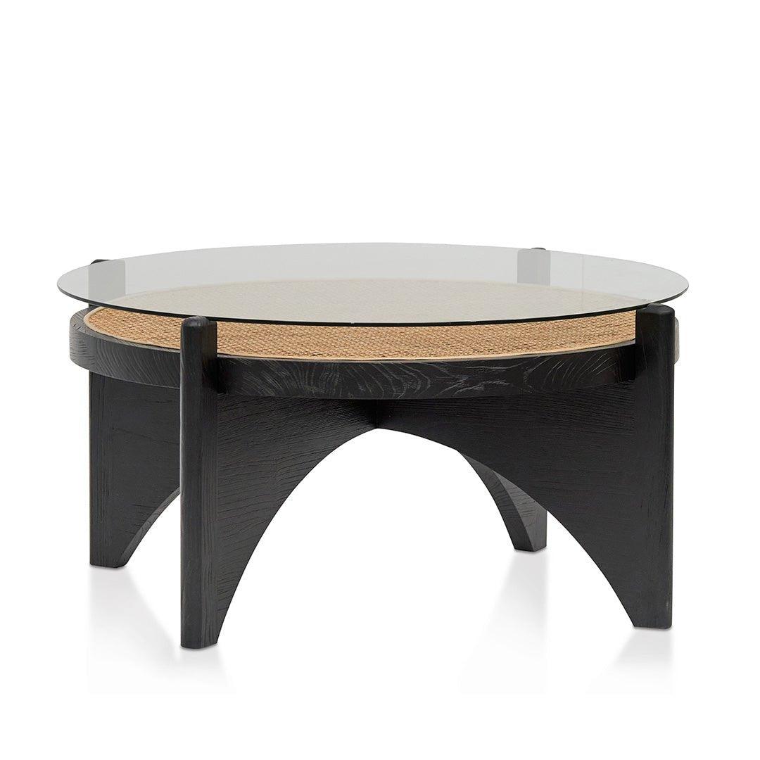 96cm Round Glass Coffee Table - Black - Coffee TableCF8141-NI 3