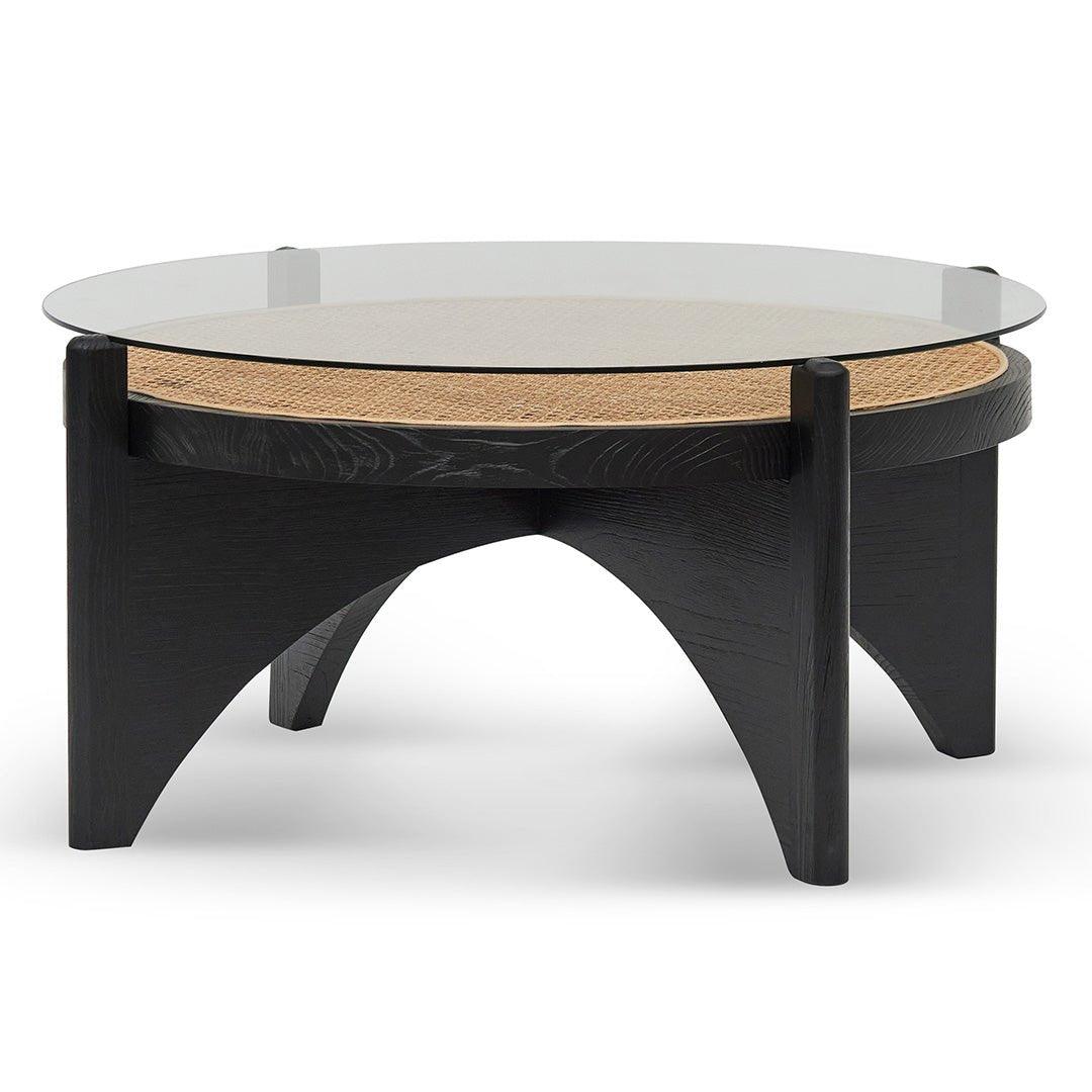 96cm Round Glass Coffee Table - Black - Coffee TableCF8141-NI 1