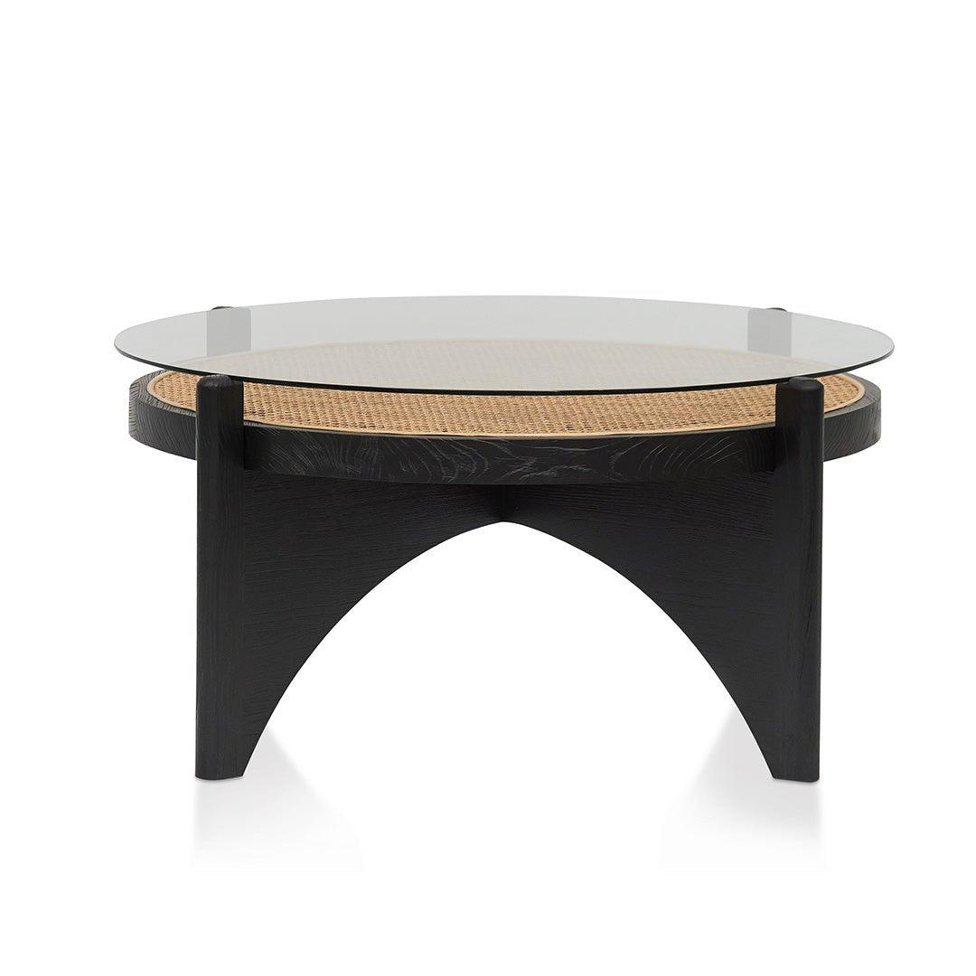 96cm Round Glass Coffee Table - Black - Coffee TableCF8141-NI 2
