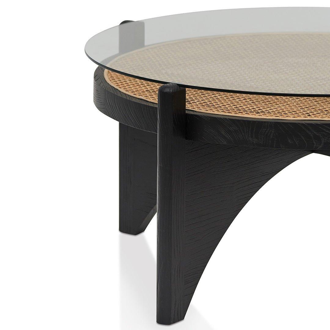 96cm Round Glass Coffee Table - Black - Coffee TableCF8141-NI 4
