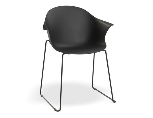 Pebble Armchair Black with Shell Seat - Sled Base-Level-Prime Furniture