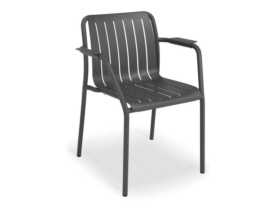 Roku Outdoor Armchair in Matt Charcoal - No Cushion-Level-Prime Furniture