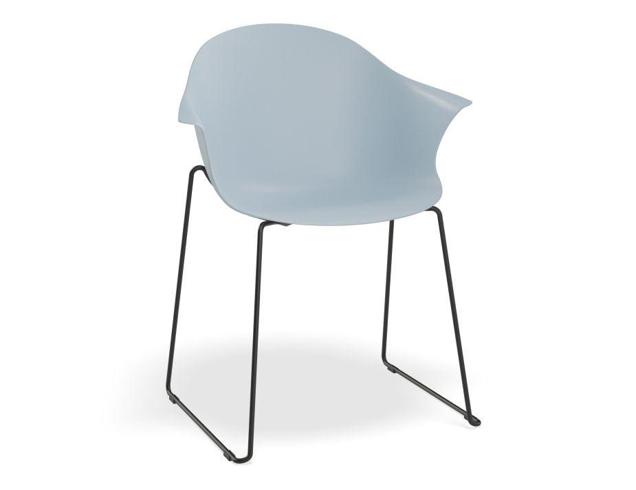 Pebble Armchair Pale Blue with Shell Seat - Sled Base with Black Legs-Level-Prime Furniture