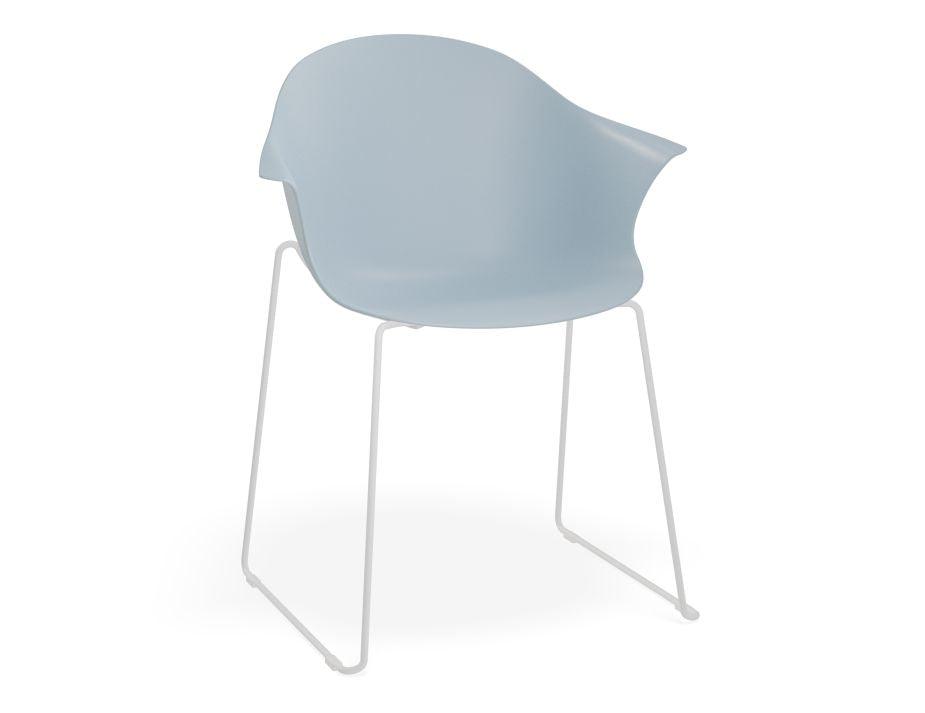 Pebble Armchair Pale Blue with Shell Seat - Sled Base with White Legs-Level-Prime Furniture