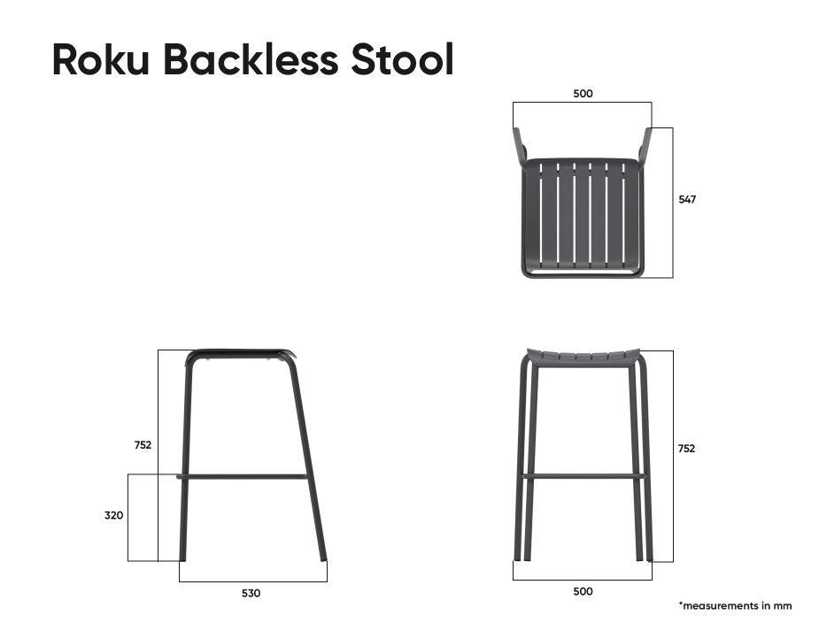 Roku Outdoor Backless Bar Stool in Matt Charcoal-Level-Prime Furniture