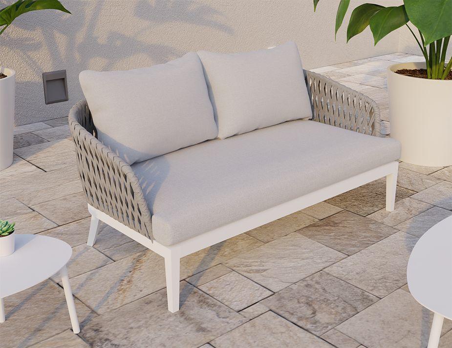 Alma Lounge Chair - Outdoor - Two Seater - White - Light Grey Cushion - C1410512679356182096043 7