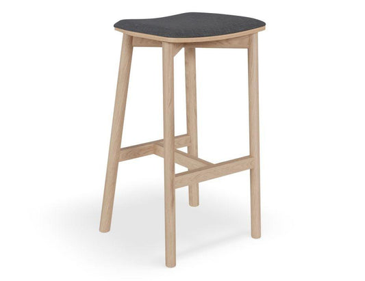 Andi Stool - Natural - Backless with Pad - 66cm Seat Height Charcoal Fabric Seat Pad - B1112155239356182159793 1