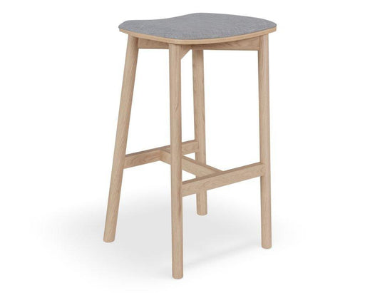 Andi Stool - Natural - Backless with Pad - 66cm Seat Height Light Grey Fabric Seat Pad - B1112154239356182159755 1