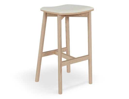 Andi Stool - Natural - Backless with Pad - 66cm Seat Height White Vegan Leather Seat - B1112157029356182171481 1