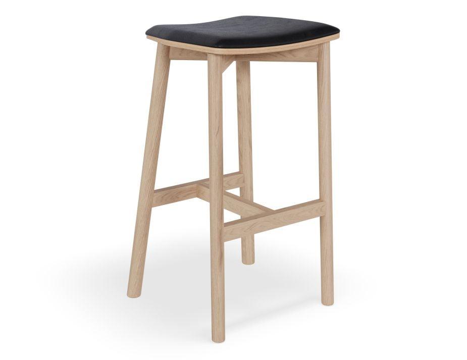 Andi Stool - Natural - Backless with Pad - 75cm Seat Height Charcoal Fabric Seat Pad - B1112155219356182159779 5