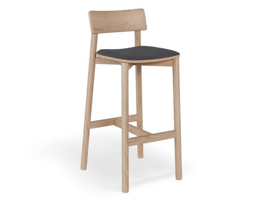 Andi Stool - Natural with Pad - 66cm Seat Height Charcoal Fabric Seat Pad - B1112183009356182160157 1