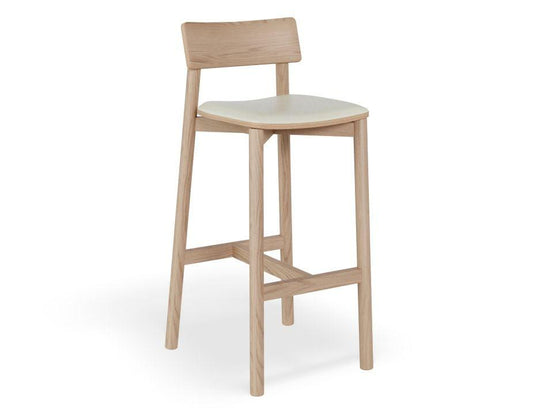 Andi Stool - Natural with Pad - 66cm Seat Height White Vegan Leather Seat Pad - B1112187009356182171504 1