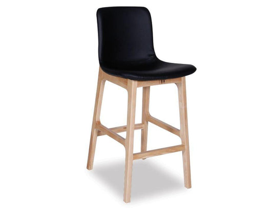 Ara Stool - Natural - Black Pad - Black Padded Seat - Natural Ash legs 66cm Seat height - B1110876279356182014450 1