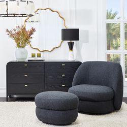 Aurora Swivel Chair - Black Boucle - Chair329509320294127650 2