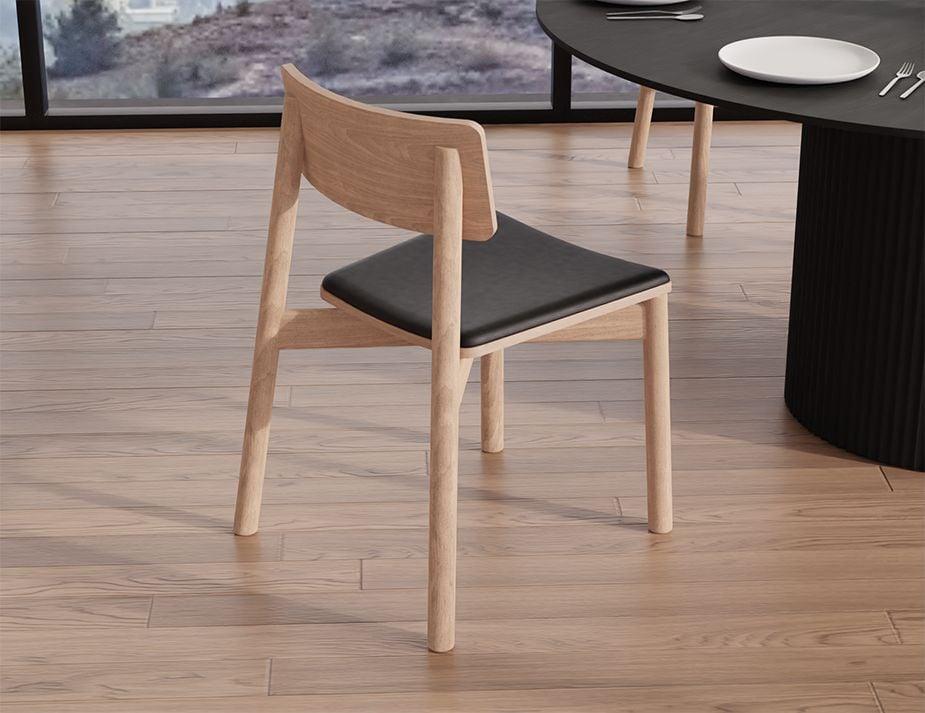 Andi Chair - Natural with Pad - Charcoal Fabric Seat Pad-Level-Prime Furniture