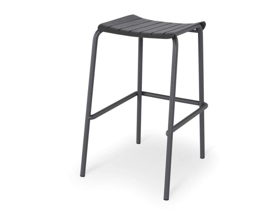 Roku Outdoor Backless Bar Stool in Matt Charcoal-Level-Prime Furniture