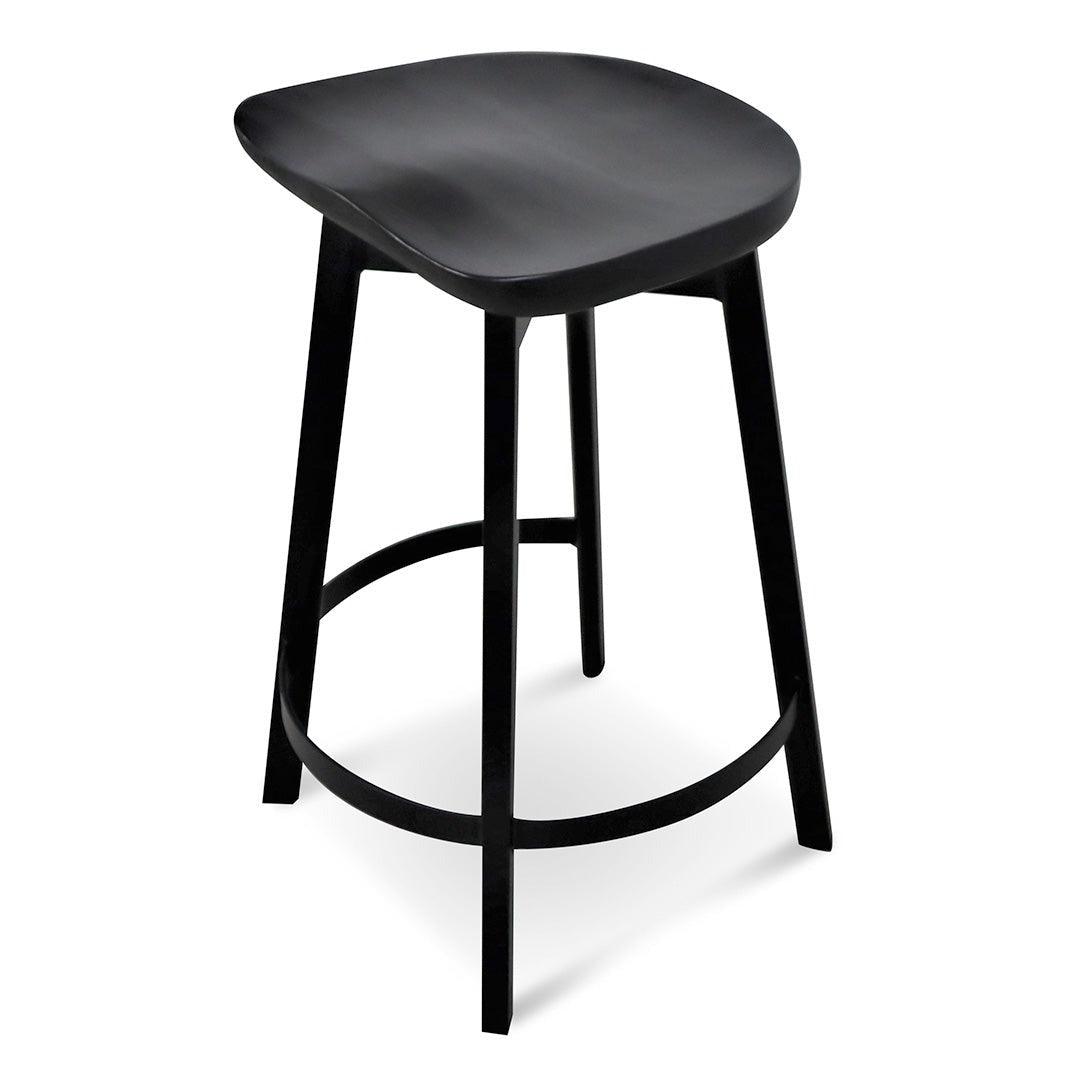 Black Industrial Bar Stool with Solid Ash Wood Seat - 65cm - Bar stoolBS6974-SU 1