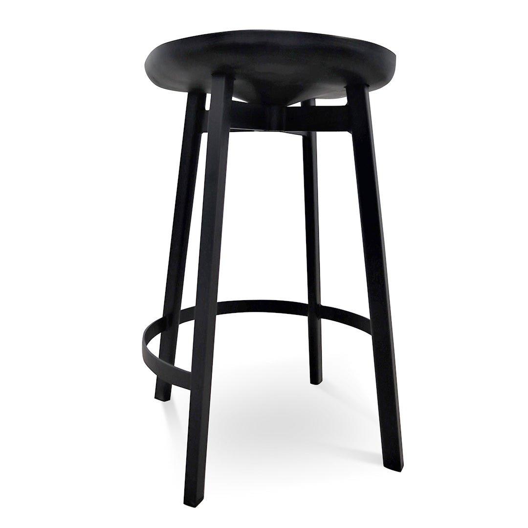 Black Industrial Bar Stool with Solid Ash Wood Seat - 65cm - Bar stoolBS6974-SU 5