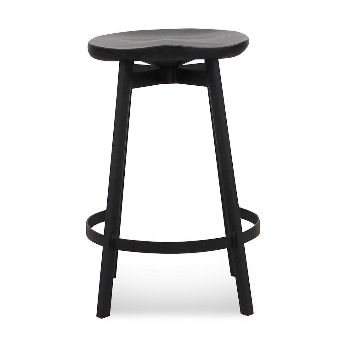 Black Industrial Bar Stool with Solid Ash Wood Seat - 65cm - Bar stoolBS6974-SU 2