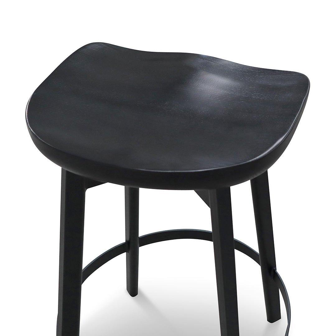 Black Industrial Bar Stool with Solid Ash Wood Seat - 65cm - Bar stoolBS6974-SU 3