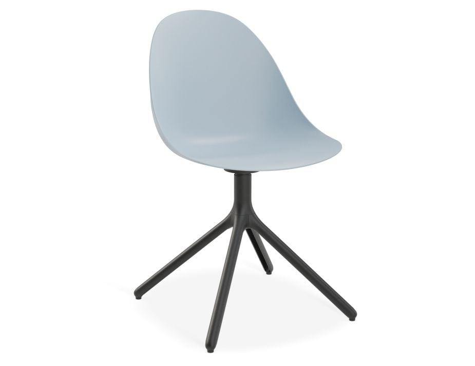 Pebble Chair Pale Blue with Shell Seat - Swivel Base w Castors - Black-Level-Prime Furniture