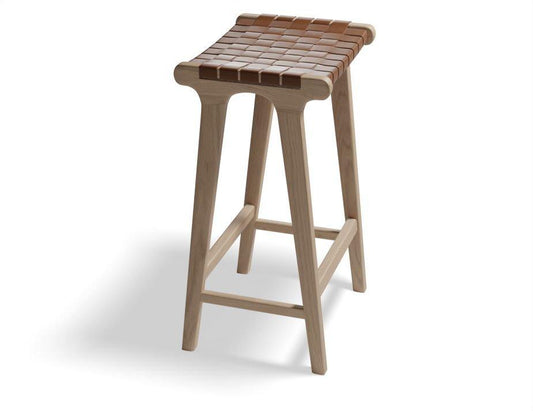 Brooklyn Backless Stool - Woven Cognac Seat / Natural Frame - B1112211029356182143709 1