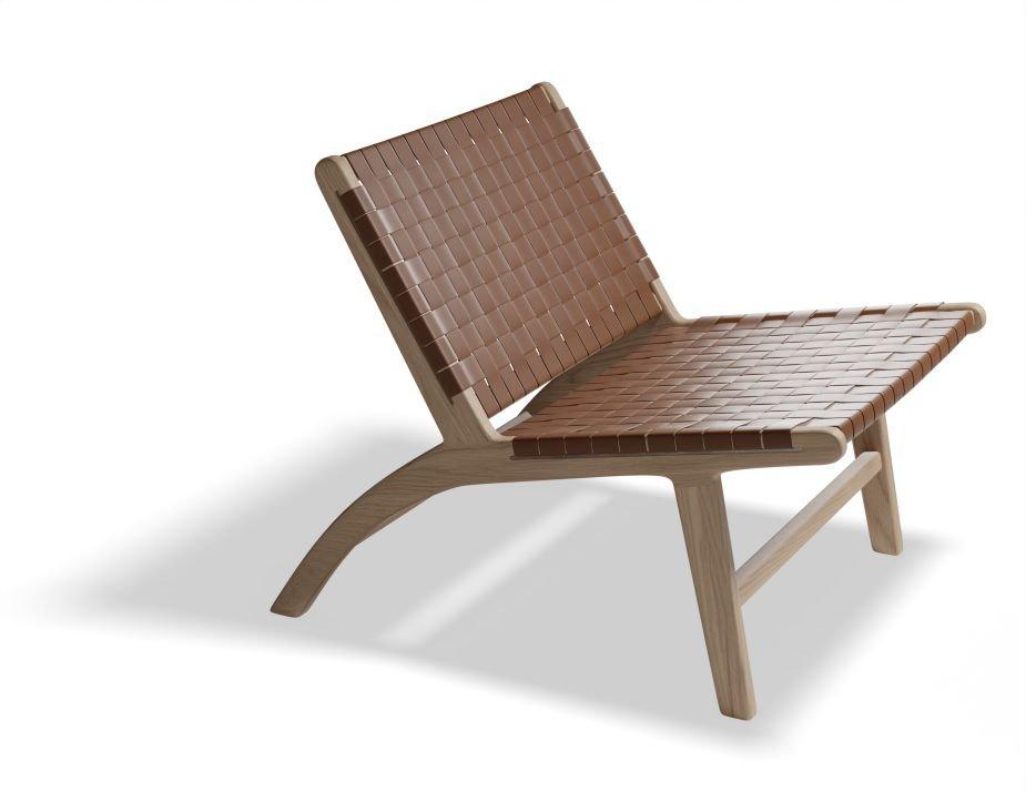 Brooklyn Lounge Chair - Woven Cognac Seat / Natural Frame - B1002271009356182143549 3