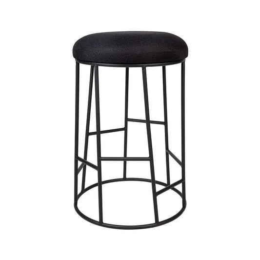 Cafe Lighting & Living Aiden Black Steel Kitchen Stool - Black Linen - Stool312789320294096550 1