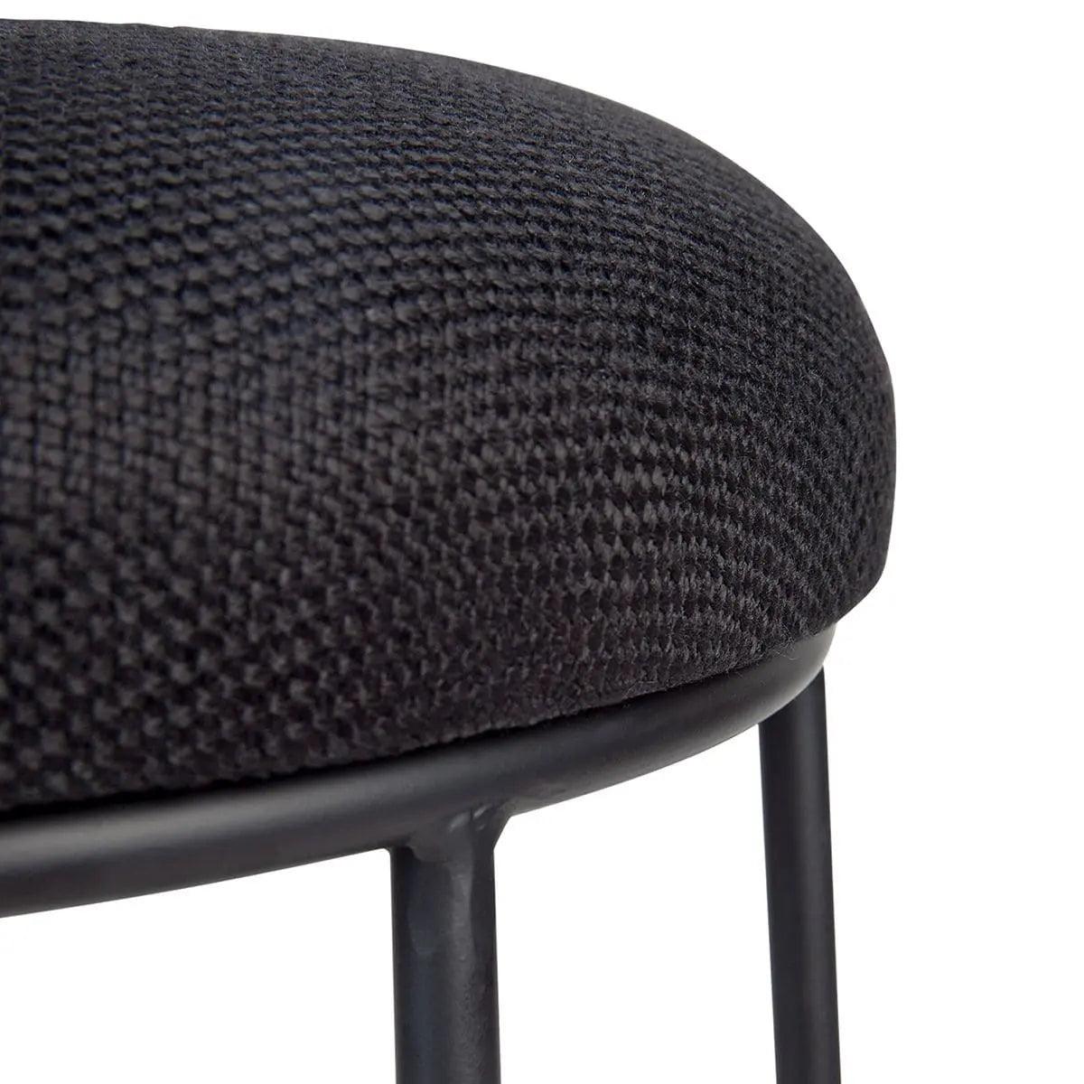 Cafe Lighting & Living Aiden Black Steel Kitchen Stool - Black Linen - Stool312789320294096550 3