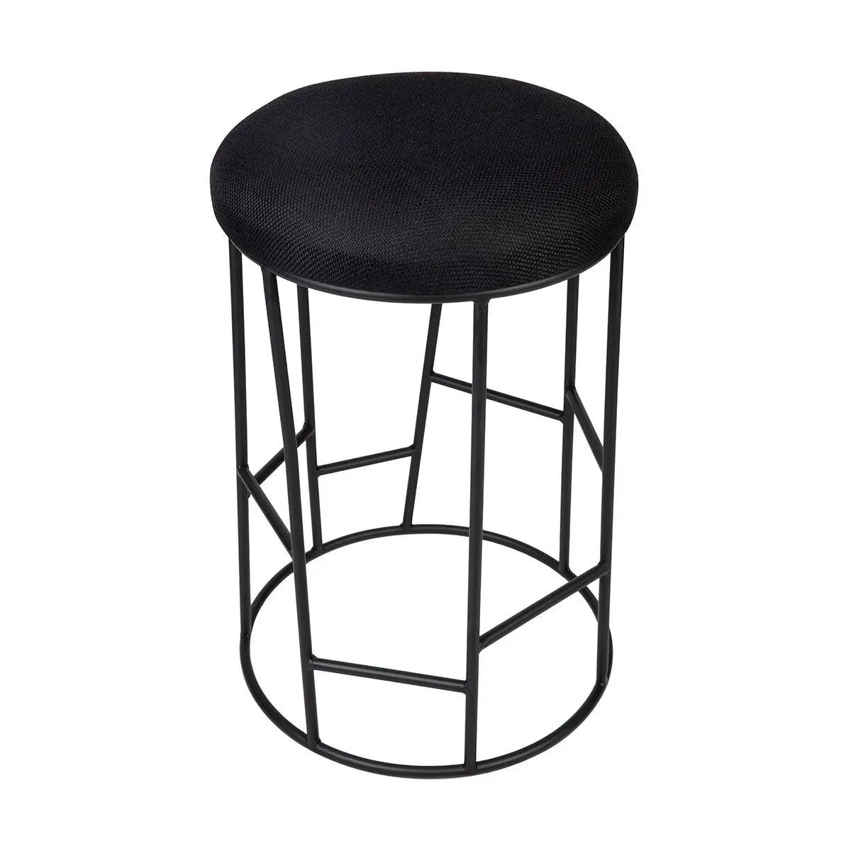 Cafe Lighting & Living Aiden Black Steel Kitchen Stool - Black Linen - Stool312789320294096550 4