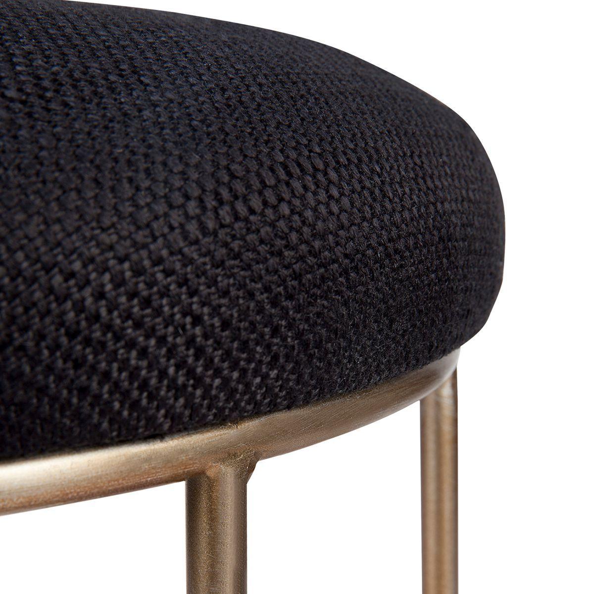 Cafe Lighting & Living Aiden Gold Steel Kitchen Stool - Black Linen - Stool322029320294115244 2