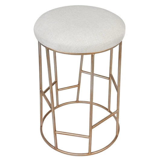 Cafe Lighting & Living Aiden Gold Steel Kitchen Stool - Natural Linen - Stool322019320294115237 1