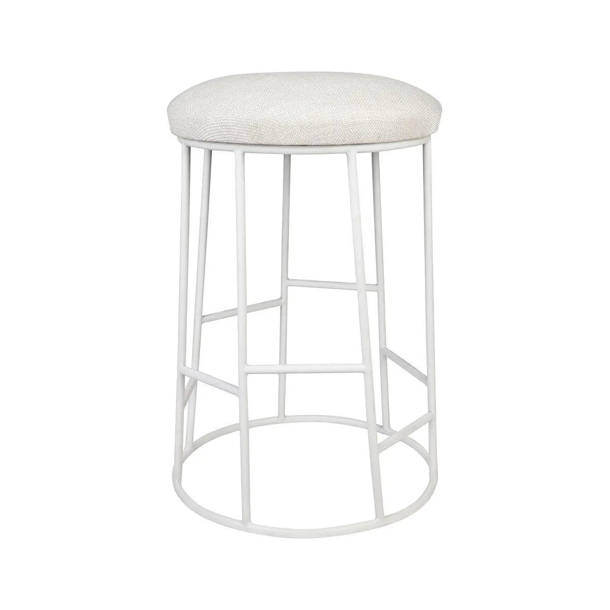 Cafe Lighting & Living Aiden White Steel Kitchen Stool - Natural Linen - Stool312799320294096543 1