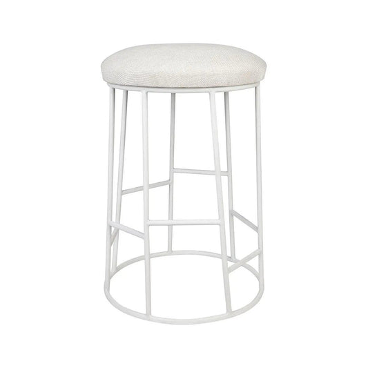 Cafe Lighting & Living Aiden White Steel Kitchen Stool - Natural Linen - Stool312799320294096543 1