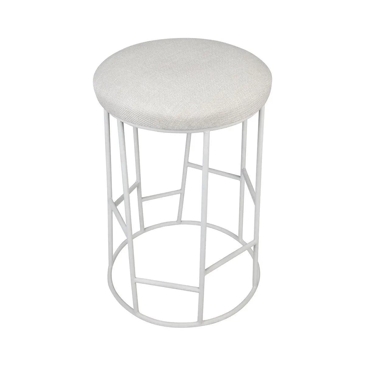 Cafe Lighting & Living Aiden White Steel Kitchen Stool - Natural Linen - Stool312799320294096543 4