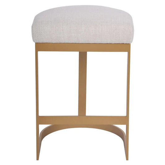 Cafe Lighting & Living Brooke Brass Kitchen Stool - Natural Linen - Stool325629320294119419 1