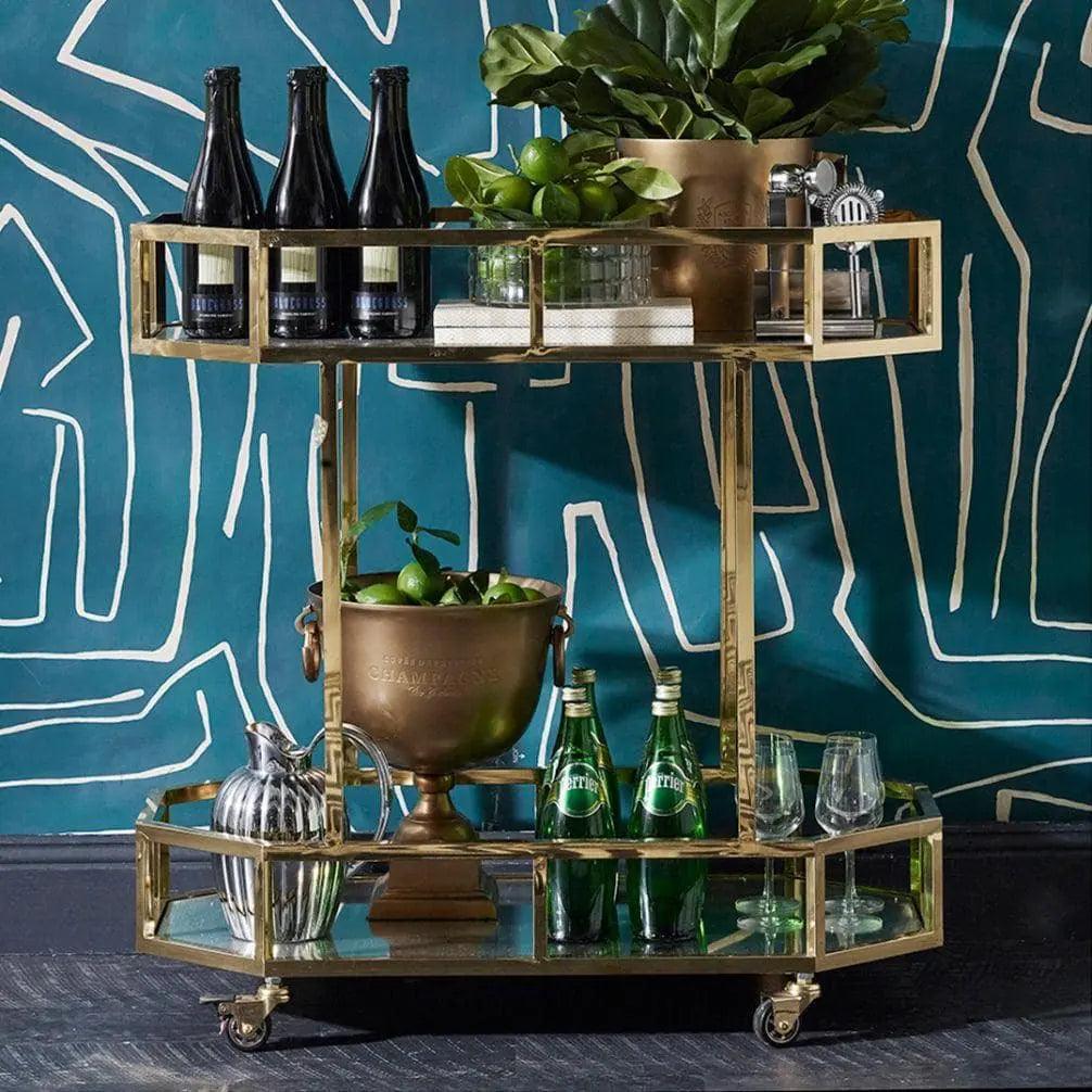 Cafe Lighting & Living Brooklyn Mirrored Drinks Trolley - Gold - Trolley310479320294093139 2