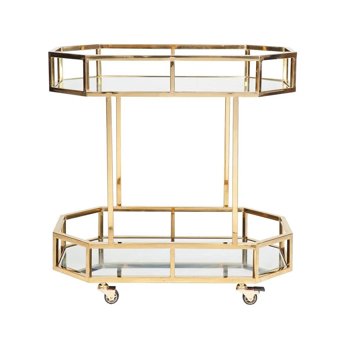 Cafe Lighting & Living Brooklyn Mirrored Drinks Trolley - Gold - Trolley310479320294093139 1