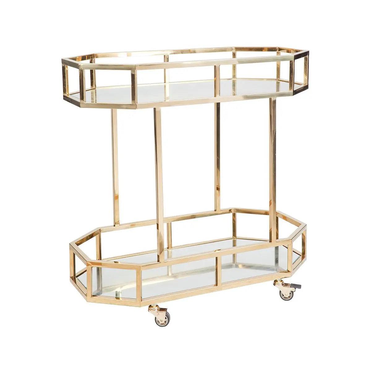 Cafe Lighting & Living Brooklyn Mirrored Drinks Trolley - Gold - Trolley310479320294093139 3