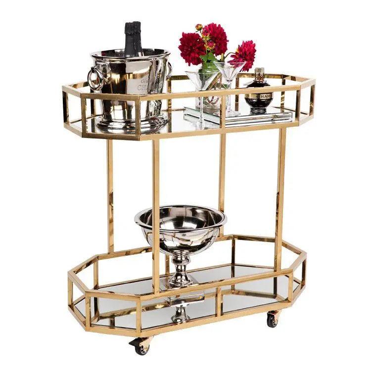 Cafe Lighting & Living Brooklyn Mirrored Drinks Trolley - Gold - Trolley310479320294093139 5