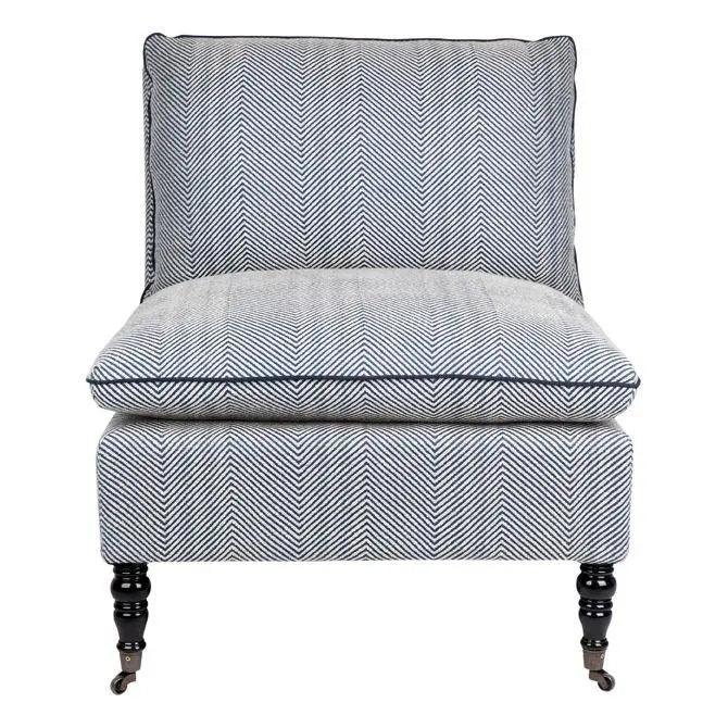 Cafe Lighting & Living Candace Occasional Chair - Chevron Blue Linen 31024 - Chair310249320294092842 3