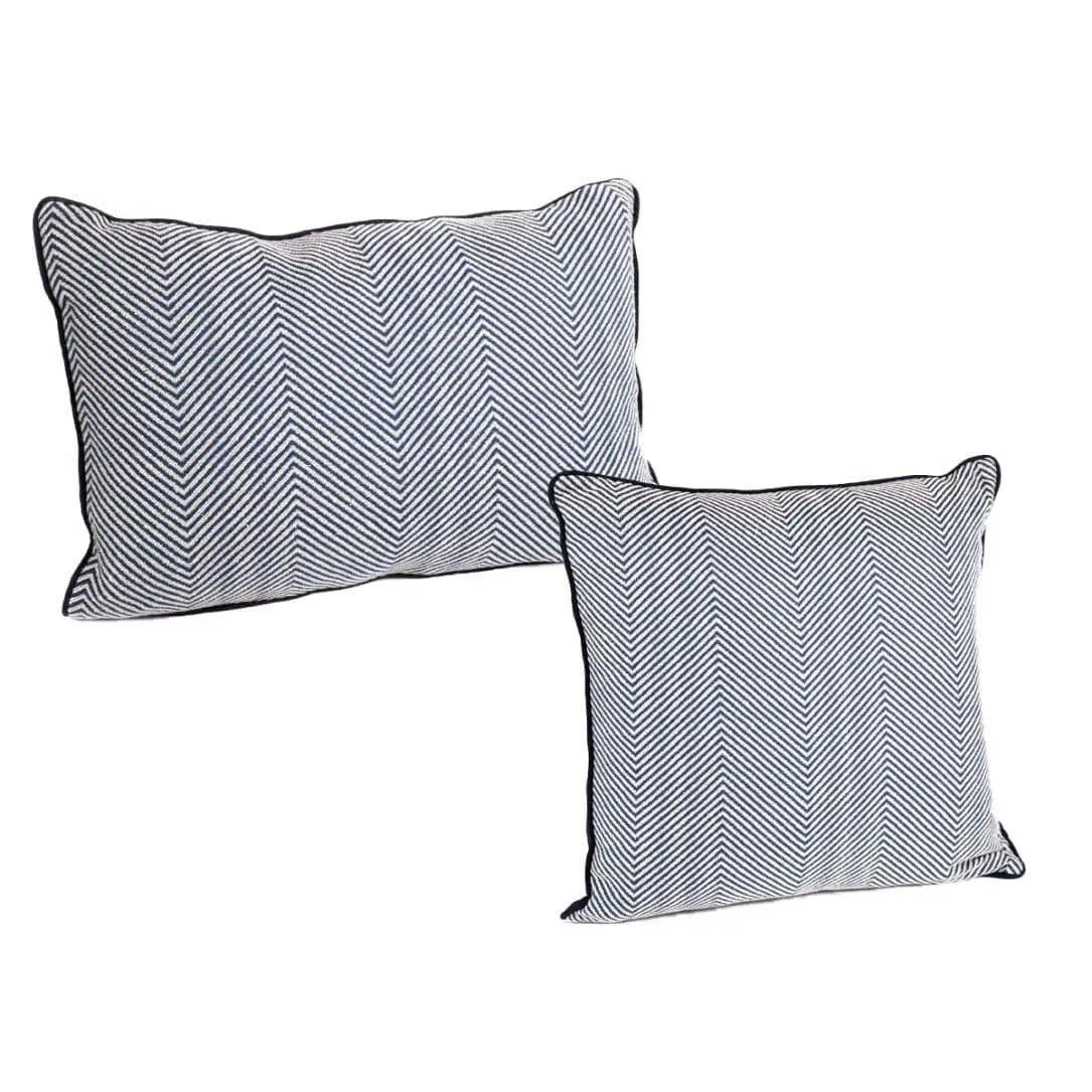 Cafe Lighting & Living Candace Square Feather Cushion - Chevron Blue Linen - Cushion508329320294092866 4