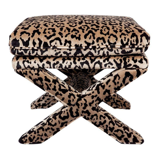 Cafe Lighting & Living Candace Stool - Leopard Chenille-Stool-Cafe Lighting & Living-Prime Furniture