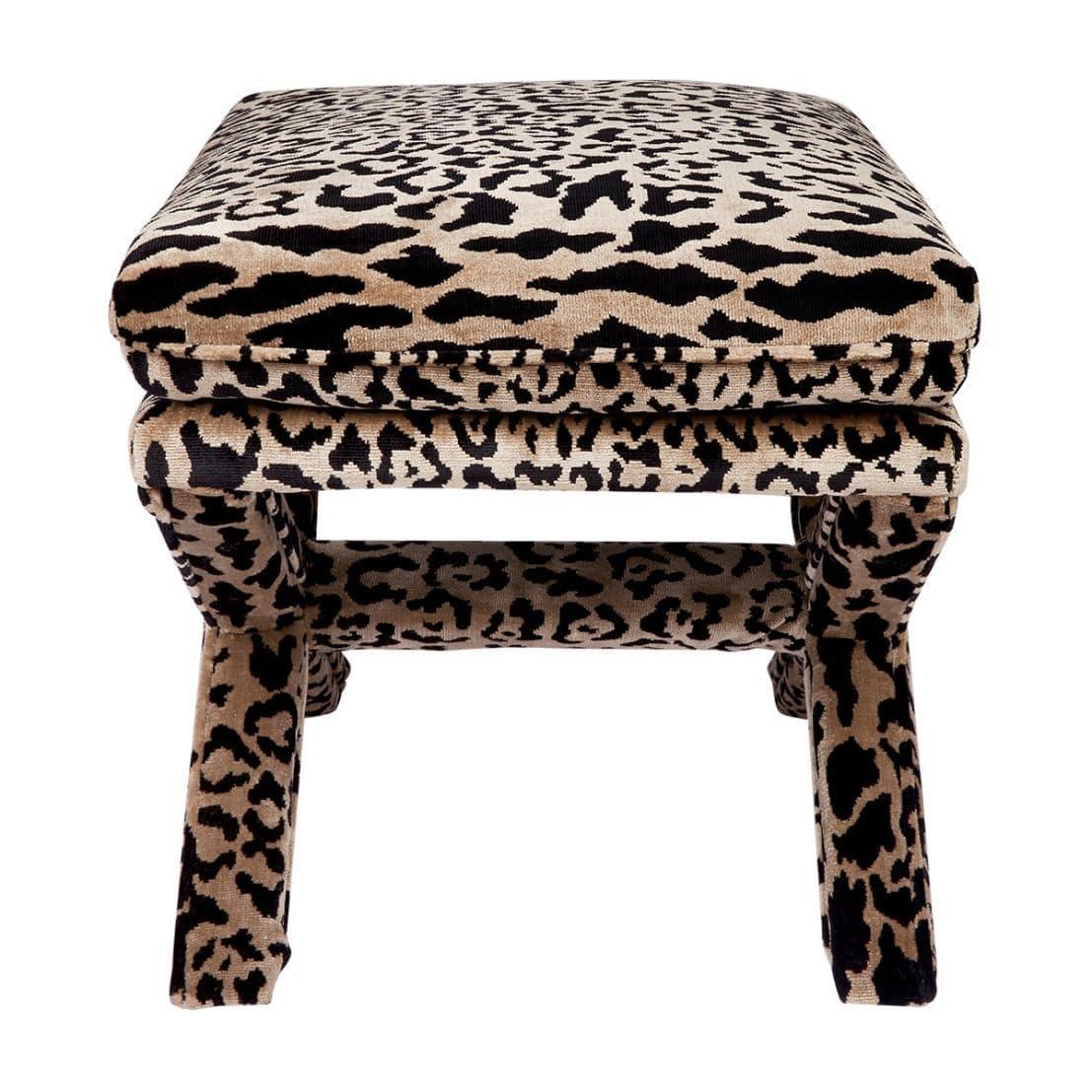 Cafe Lighting & Living Candace Stool - Leopard Chenille-Stool-Cafe Lighting & Living-Prime Furniture