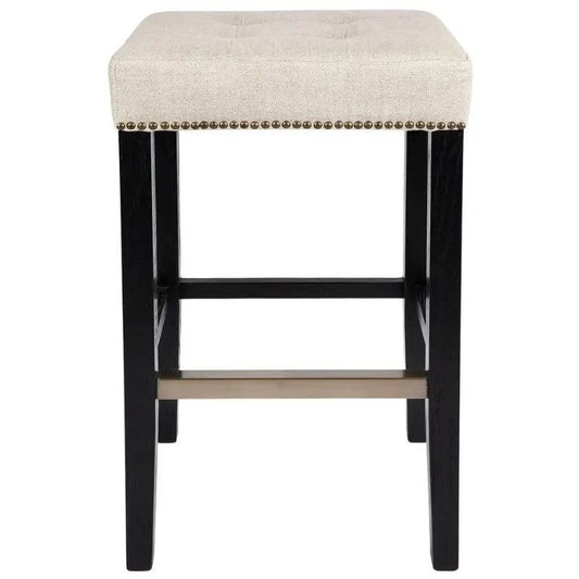 Cafe Lighting & Living Canyon Black Oak Bar Stool - Natural Linen - Stool321519320294111772 1