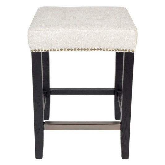 Cafe Lighting & Living Canyon Black Oak Kitchen Stool - Natural Linen - Stool323899320294116982 1