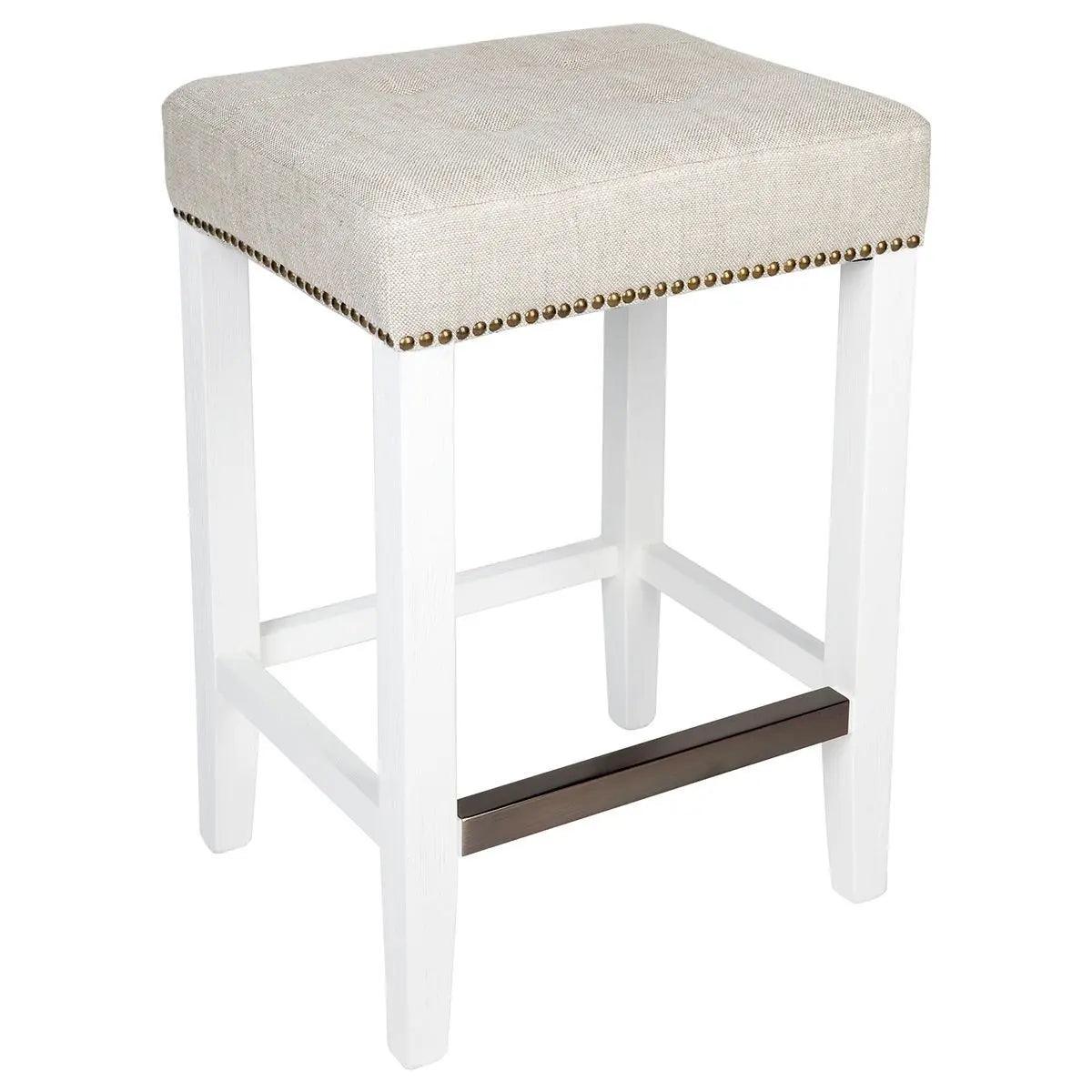 Cafe Lighting & Living Canyon White Oak Kitchen Stool - Natural Linen - Stool323909320294116999 2