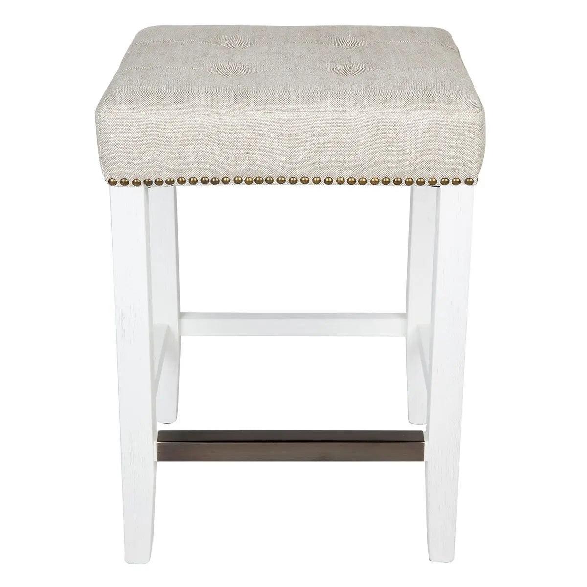 Cafe Lighting & Living Canyon White Oak Kitchen Stool - Natural Linen - Stool323909320294116999 1